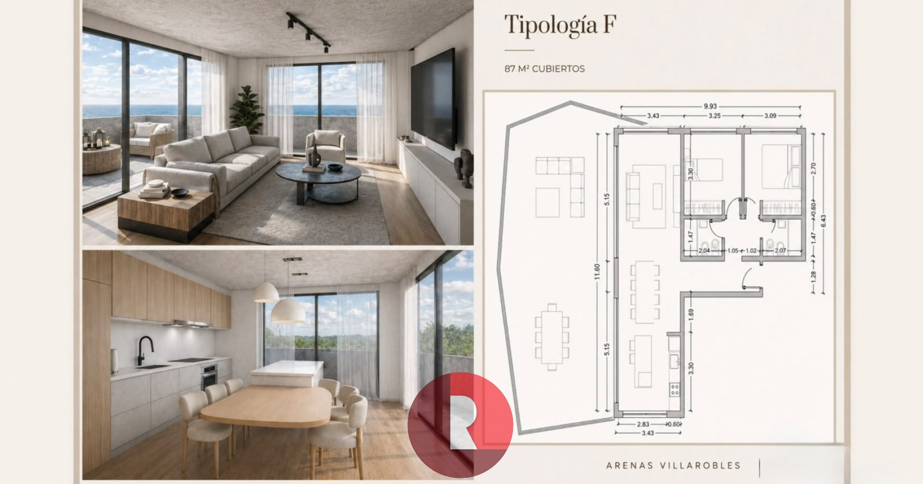 DEPTO 2 AMBIENTES ARENAS VILLAROBLES MODULO SPRING (UF 107)