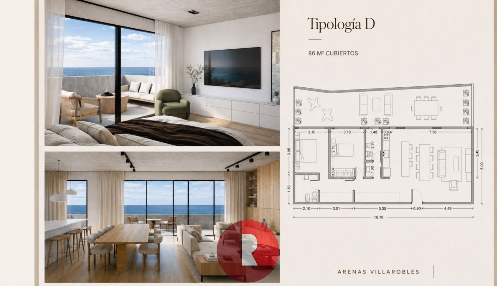 DEPTO 2 AMBIENTES ARENAS VILLAROBLES MODULO SPRING (UF 107)